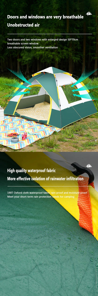 Tienda De Acampar Automatic Camping Tent 2-4 Person Family Tent Portable Backpacking Fully Automatic Tent For Hiking Travel