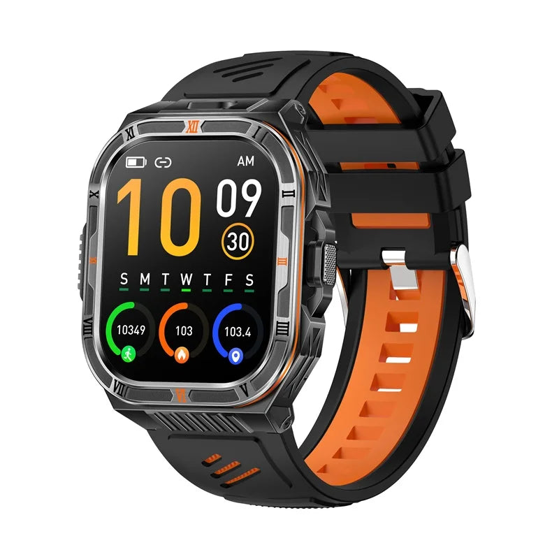 1100mAh Battery Smartwatch Men LED Flashlight Compass BT Call Outdoor Smart Watches Health Monitor Waterproof 100+ Sports Mode