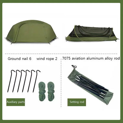 Outdoor Camping Single Tactical Tent Rainproof Boat Tent Folding Bed Sunshade Tourism Outdoor Camping Hiking Mountaineering