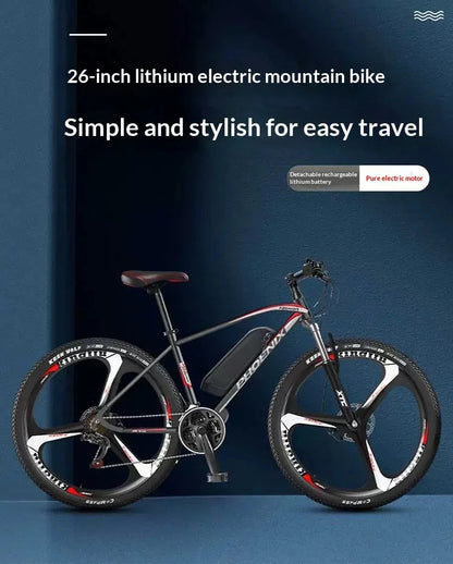 High-carbon steel frame ebike, 26-inch 350W 36V 20AH  battery adult electric bike, shock-absorbing comfortable electric bicycle