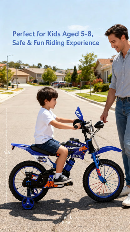 Blue Off-Road Motorcycle Bicycle Pedal Bike for Boys And Girls 12/16 Inch Children's Basic Model Foreign Trade