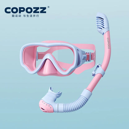 COPOZZ Underwater Scuba Diving Mask and Snorkel Anti-Fog Goggles Glasses Diving Swimming Easy Breath Tube Set for Kids Children