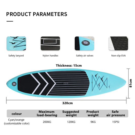 Stand-Up SUP Inflatable Paddle Board, PVC Brushed Material, Double Thickened Surfboard for Outdoor Water Sports, Spot Sale