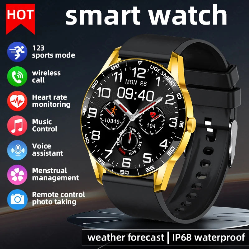 LIGE New Steel Smart Watch Men 1,38inch Bluetooth Call Business Men Watches Fitness Activity Sports Heart Rate Health Smartwatch