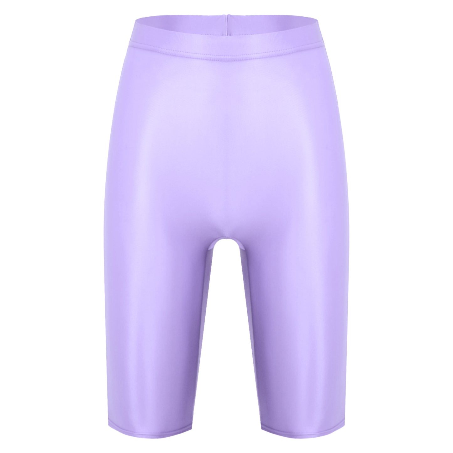 Women Glossy Shorts High Waist Fitness Short Leggings Oil Shiny Knee-Length Tights Swimming Trunks Female Workout Sports Bottoms