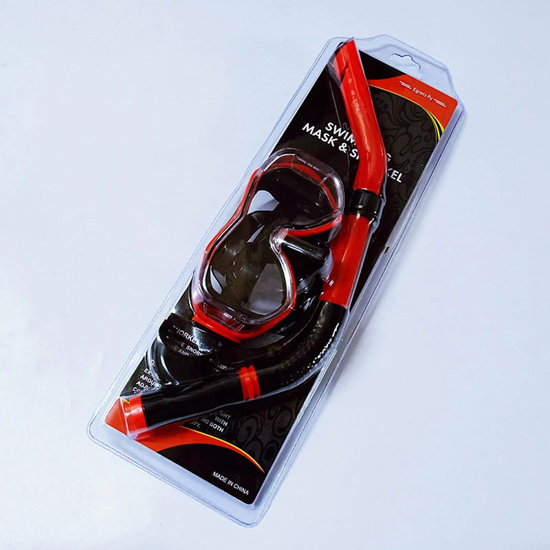Professional Snorkel Set Full Face Mask Diving Goggles Equipment Deep Sea Suit Full Tempered Glass Dry Diving Glasses Adult