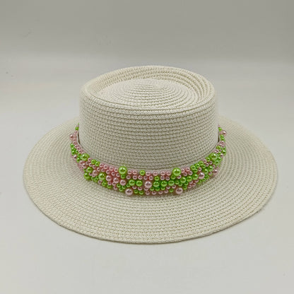 hats beach hat bohemian flat brim hat hand woven straw hat ladies summer vacation travel sun hat