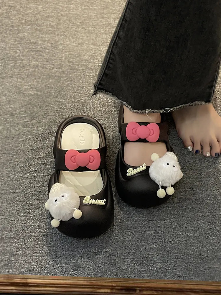 Cute Fairy  Slippers for Women's Summer Outer-Wear Thick-Soled Clogs Shoes Sandals For The Beach