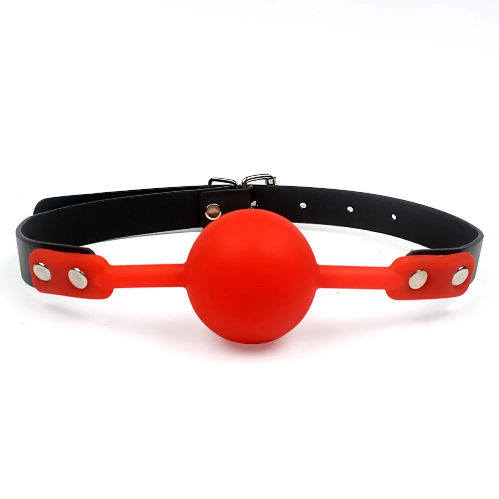 Adult Games Mouth Stuffed PU Leather Band Bondage Sex Toys for Couples Oral Fixation Silicone Ball Mouth Gag Restraints