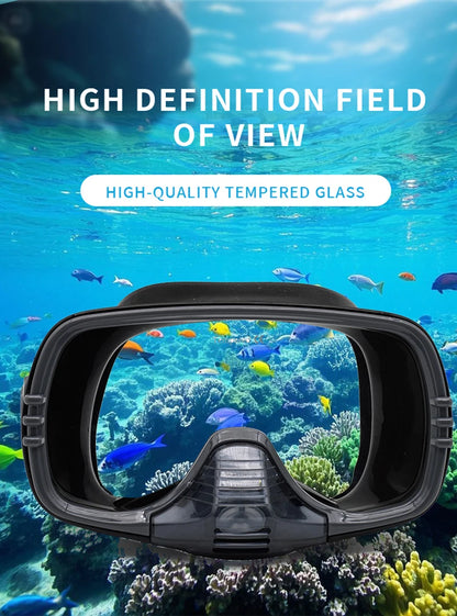 New Large Frame Diving Mask with Drain Valve|HD Tempered Glass Lens & Adjustable Silicone Strap,Swim Goggles,buceo, 수영,스노클링,마스크