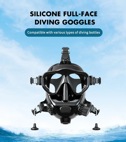 Full Face Dive Mask Support Diving & Snorkeling, Full Face Snorkel Scube Mask