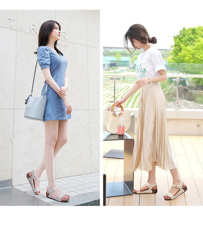 Women Shoes Wedge Heels Sandals 2025 Summer New  Sandals Female Platform Lether Elegant Wedges Sandals Sandalias Mujer