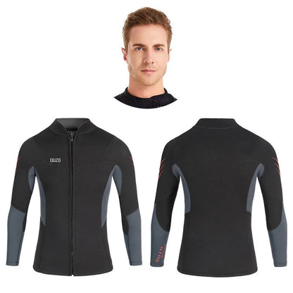 Wetsuit Tops Men and Women Vest 3mm Neoprene Long Sleeve Jacket Surfing Swimming Front Zip Wet Suit for Water Sports Shirt/Pants