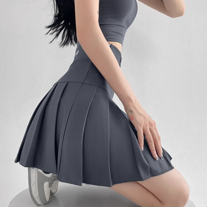 Mini Skirt Women Spring and Summer Original Letter Embroidery Elastic Waist Pleated Skirt A-line Skirt White Black