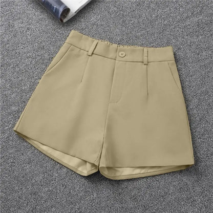 Women Suit Shorts Elegant High Waist White A Line Wide Leg Suit Short Commute Summer Suit Shorts Casual Slim Hot Short Pants