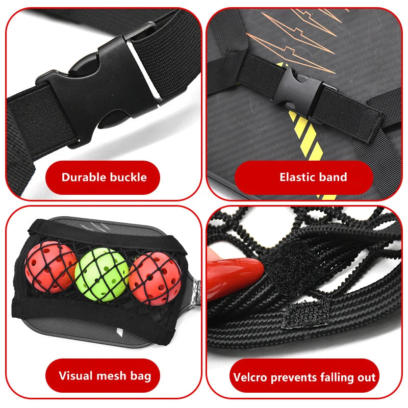 Heavy-duty Portable Pickleball Bag, Adjustable, 3-Ball Capacity, Mesh Paddle Pouch, Lightweight and Strong