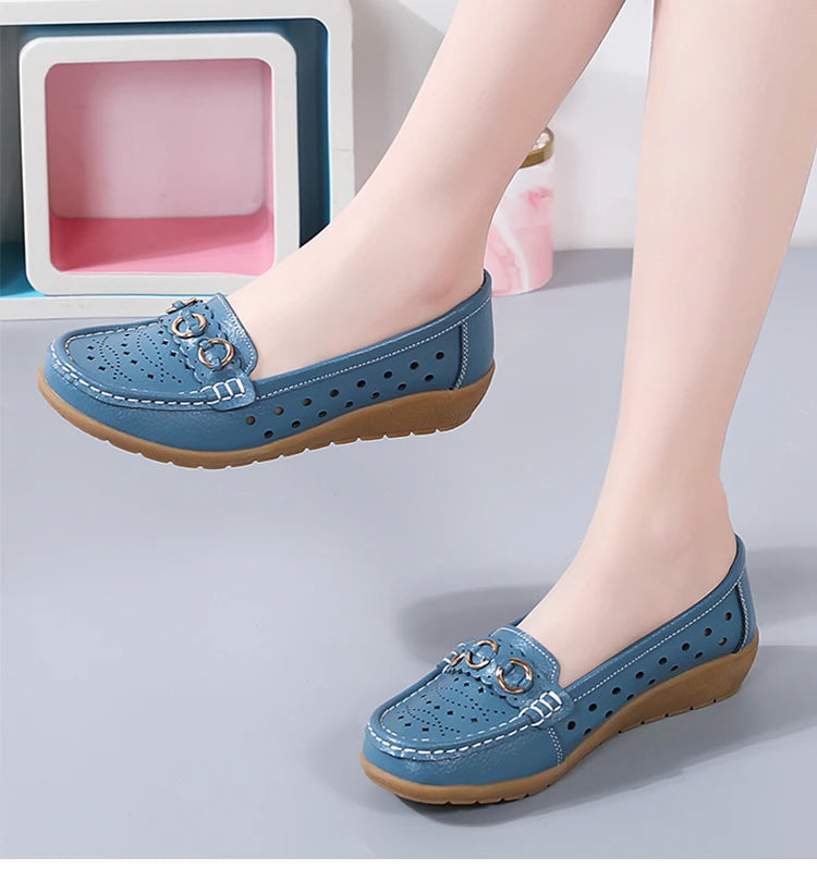 Woman Shoes Breathable Leather Shoes For Women Low Heels Casual Zapatos Mujer Elegant Heel Women's Shoes Flats Female Footwear