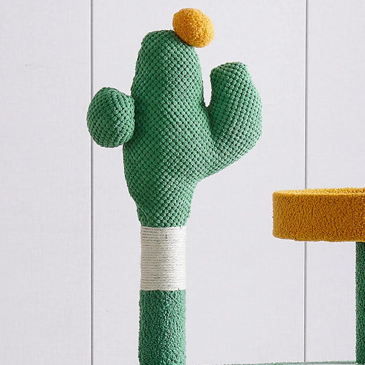 Cactus Cat Tree,Large Multi-Level Cats Climbing Tower, Scratching Post, Cozy Pet Bed