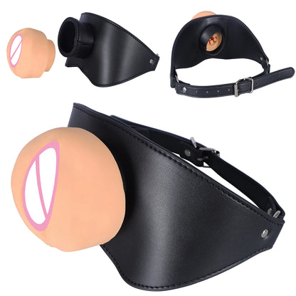 New Adult Toys Leather Gag Gag Plug Adult Game Adjustable Penis Masturbation Cup Adult Restraint Slave Bondage Erotic Sex Toys