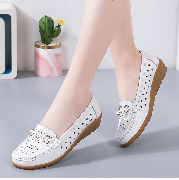 Woman Shoes Breathable Leather Shoes For Women Low Heels Casual Zapatos Mujer Elegant Heel Women's Shoes Flats Female Footwear