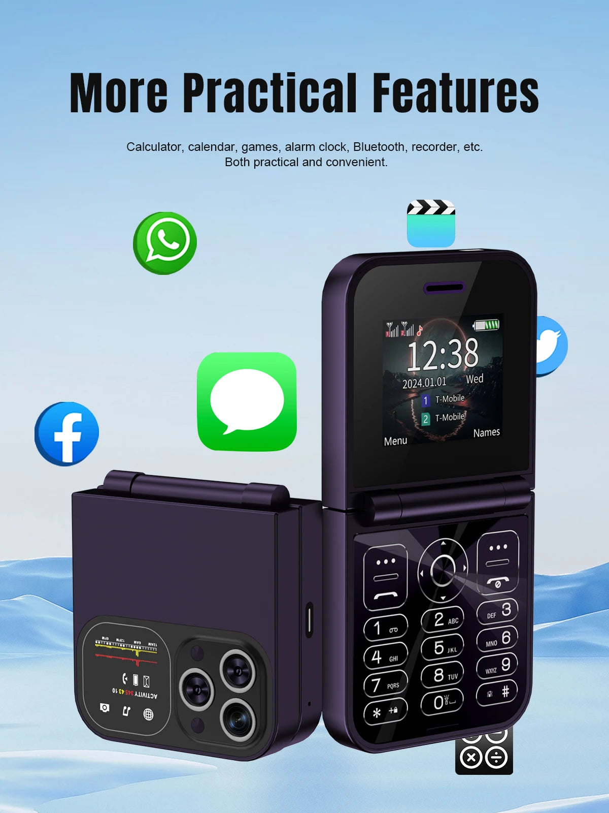 SERVO F15 Mini Small Flip Mobile Phone 2 SIM Standby Speed Dial Magic Voice Flashlight Call Recording 2G GSM Cute Fold Cellphone