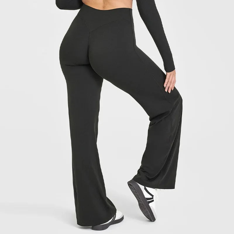 Straight Sports Leggings For Women's Fitness Sportswear Hips Without Embarrassment Yoga Pants Breathable Wide-leg Pants