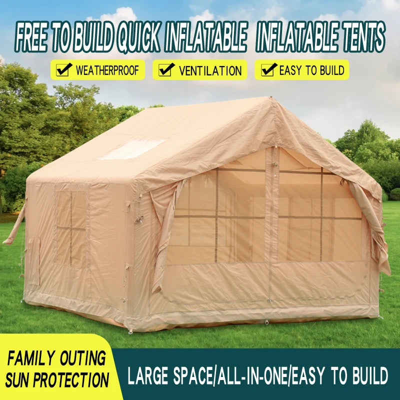 Outdoor Outdoor Camping Style Inflatable Tent Overnight Rainproof Thickeneded Camping Style Outdoor Cabin Roof 8 Square Meters