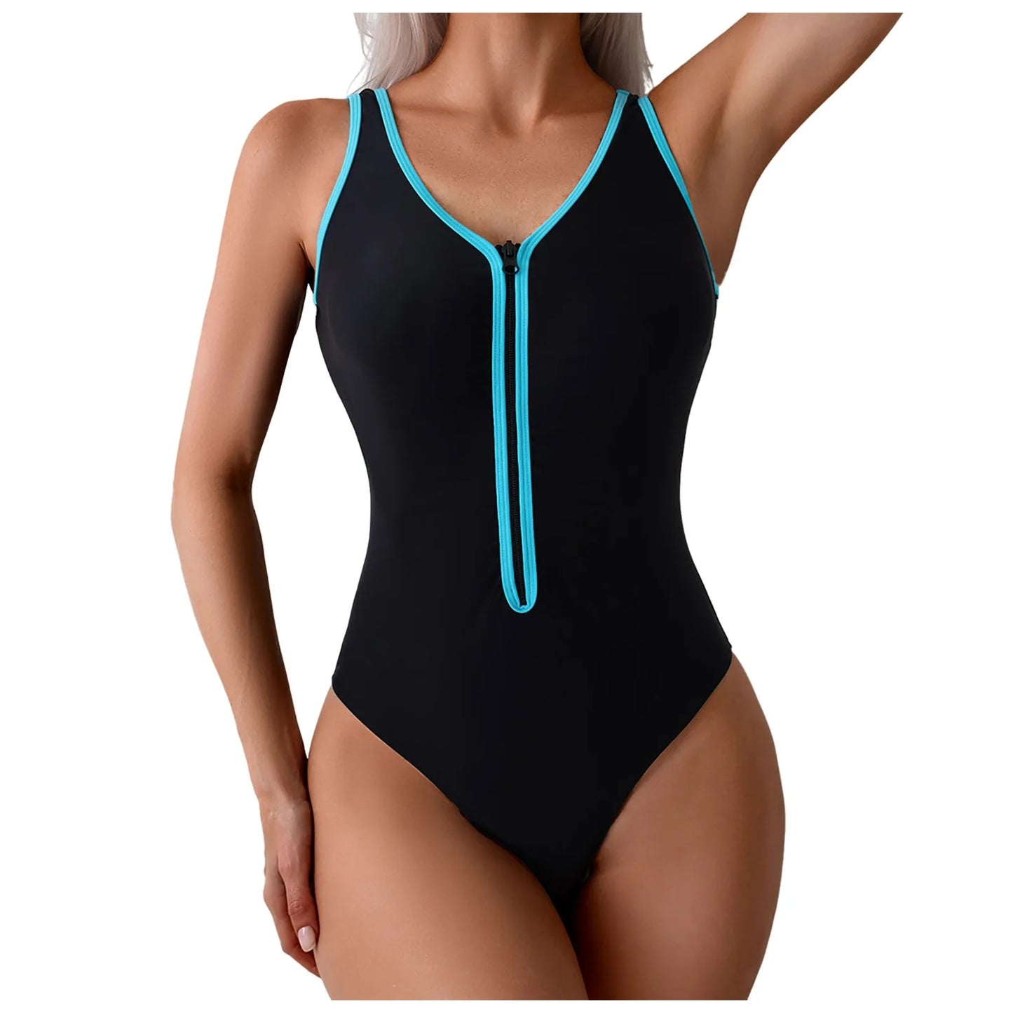 Sport One-Piece Swimwear Womens Front Zip Wetsuit For Surfing Swimming Sleeveless Monokini Bathing Suits Summer Sports Swimsuit