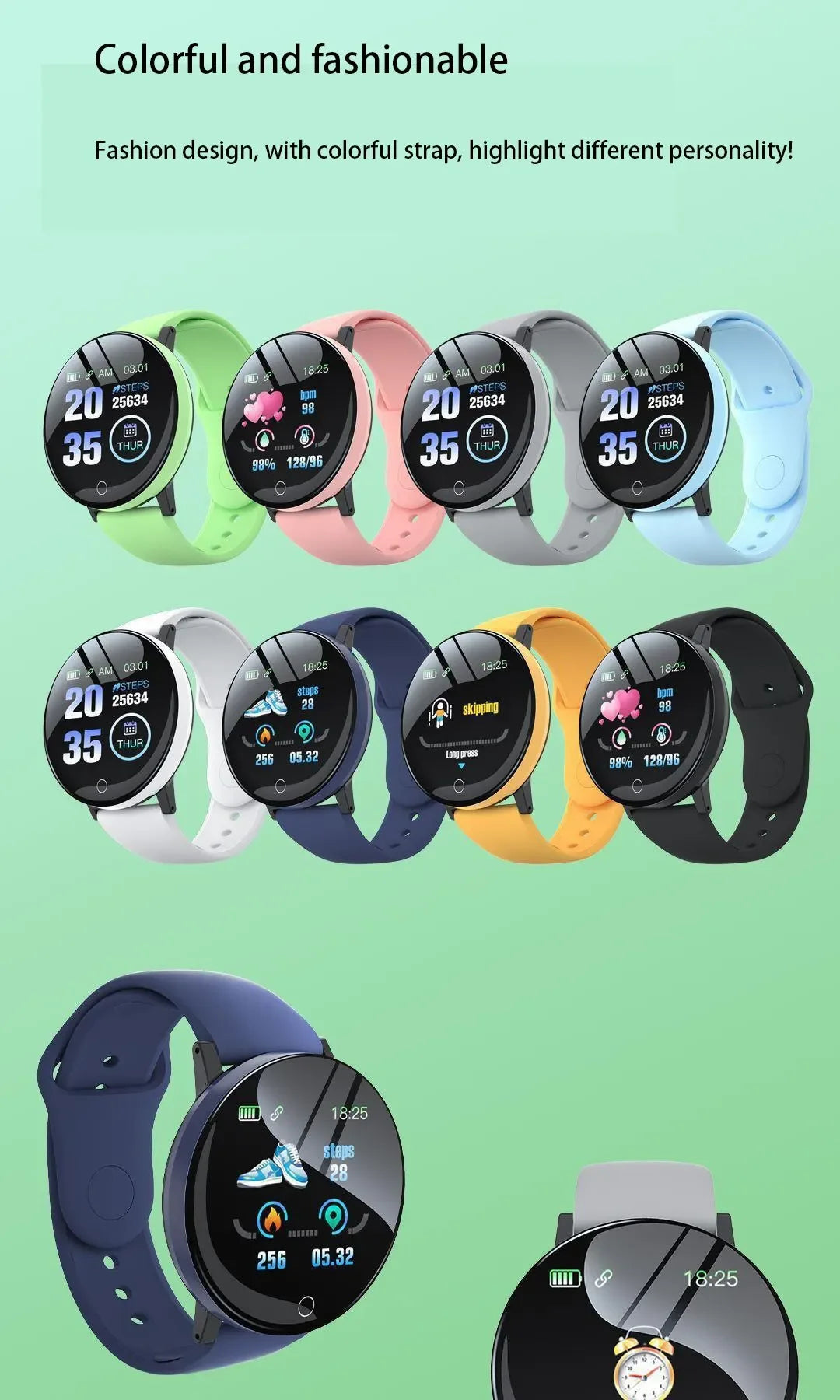 Round Digital Smart Sport Watch for Men and Women, LED, Electronic, Bluetooth, Wrist Watch for Kids, Hours, Dropshipping