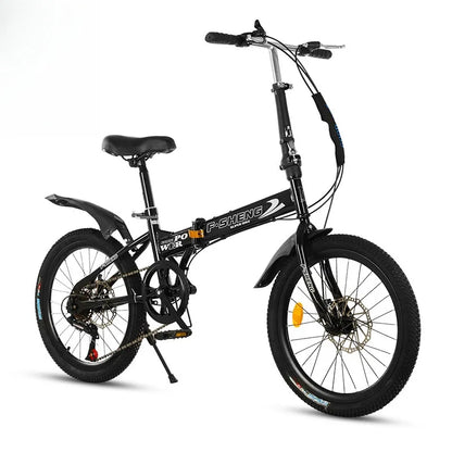 20Inch Folding Bicycle 6-Speed Double Disc Brake Geared Bicycle - Compact Travel-Friendly Bike for Easy Storage And Transport