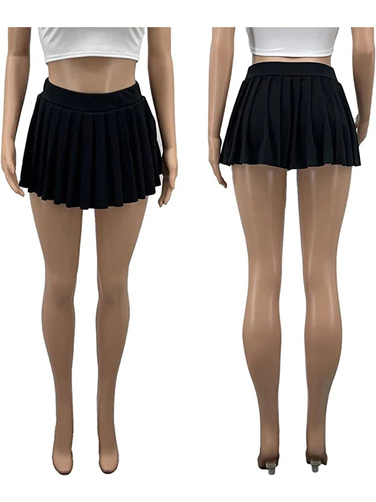 2024 Spring Fashion Women's Mini Pleated Skirts Sexy Club Y2k Accessories Plaid High Waist Stretchy Tennis Skater A-line Outfits