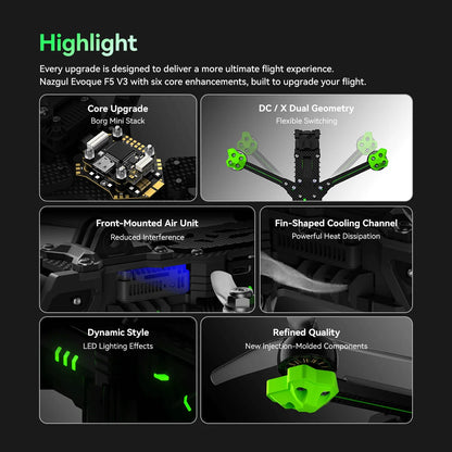 iFlight Nazgul Evoque F5 V3 O4 HD 6S FPV Drone BNF DC/X Dual Geometry Flexible Switching Borg Mini F7 FC Mini 60 ESC Quadcopter