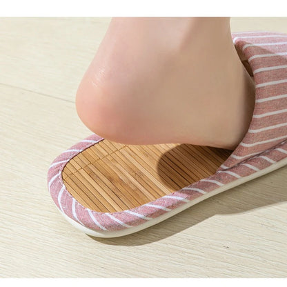 Striped Slippers Bamboo Women Autumn Home Couples Indoor House Non Slip Funny Sandals Shoes Male Soft Flat Summer For Tatami
