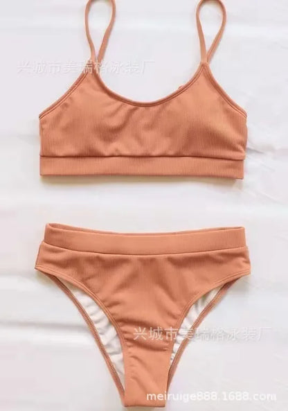High Waist Bikinis Swimsuits Women Push Up Swimwear Ribbed Strap Bathing Suit Biquini Brazilian Bikini 2023 New Beachwear
