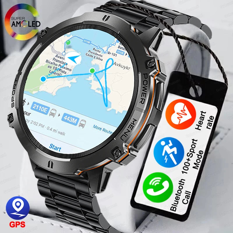2025 New Outdoor Military Smart Watch Men 1.73" AMOLED IP69K 5ATM Waterproof 1000mAh Super Large Battery BT Call Smart  Watches