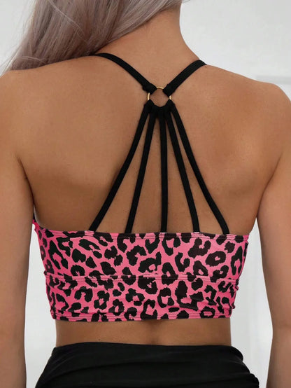Vintage Leopard Print Bikini Women Metal Ring Hollow Backless Drawstring High Waist Swimsuit 2025 Beach Bathing Suit Swimwear
