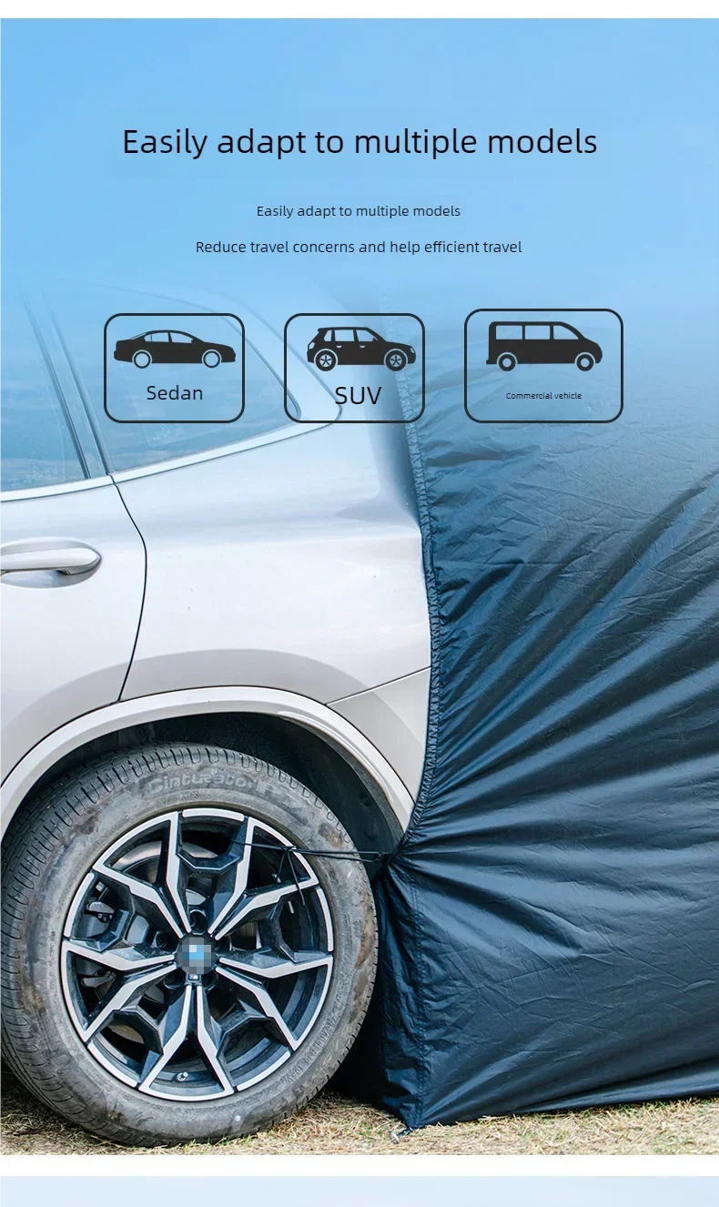 Universal SUV Camping Tent with Spacious Awning Waterproof Car Tent Easy Setup for Backpacking Traveling  Outdoors Car tail tent