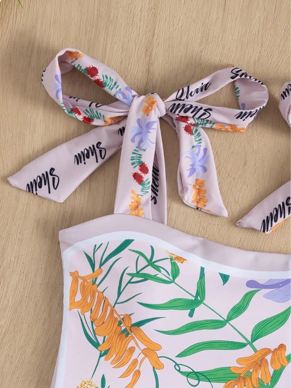 Y2K Fashion Women Floral One Piece Swimsuits Reversible Tie Shoulder Monokini Tummy Control Bathing Suits Square Neck Swimwear
