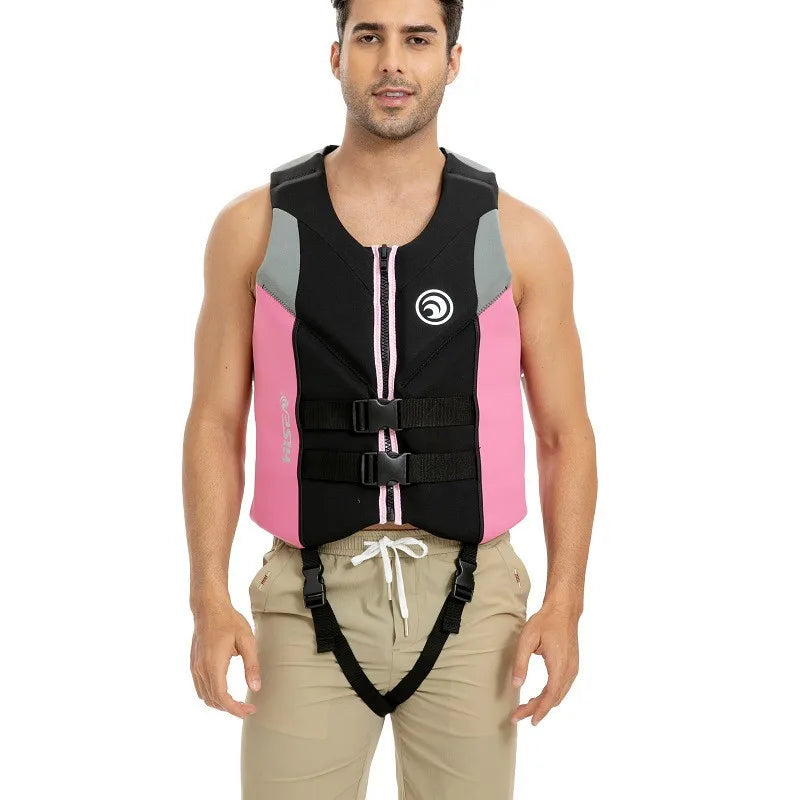 Life Jacket Adult Neoprene Life Vest Surf Raft Kayak Fishing Jet Ski Vest Water Sport Swimming Rescue Super Buoyancy Life Jacket