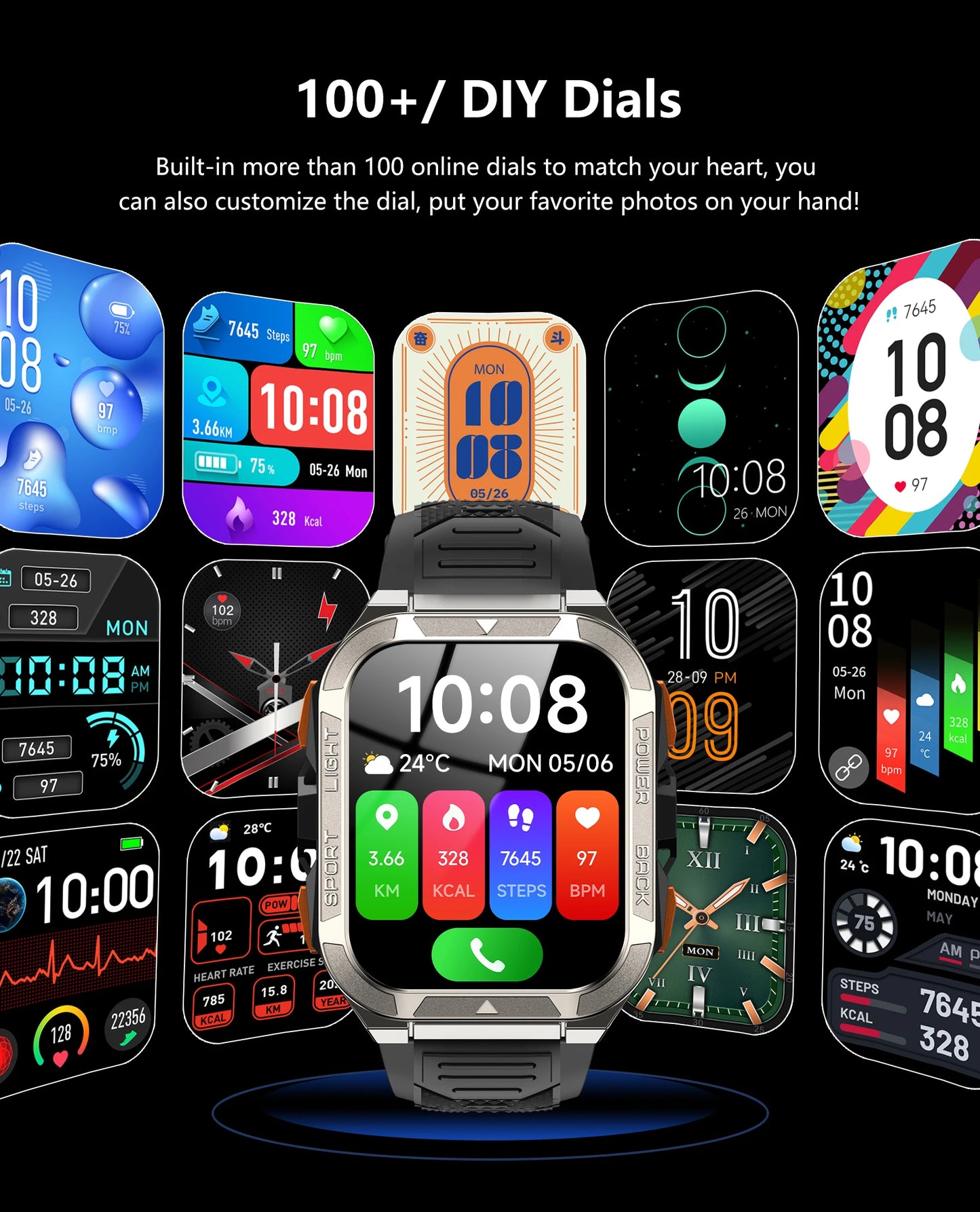 Blackview W80 PRO Outdoor Smart Watch with GPS Positioning, 1.91‘’ TFT Display 900mAh with Flashlight Health Monitoring Watch