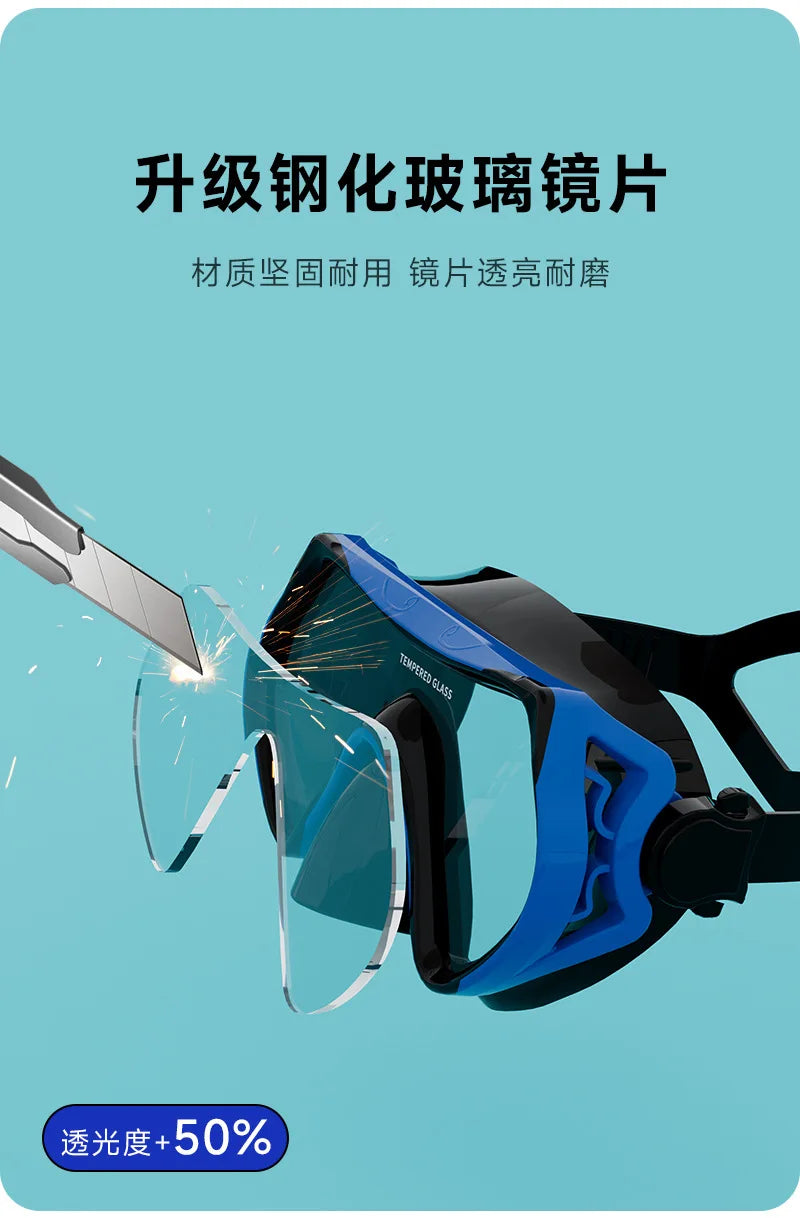 Diving Mask Snorkeling Full Dry Breathing Tube Set, Large Frame Swimming Goggles, Liquid Silicone Diving Mask