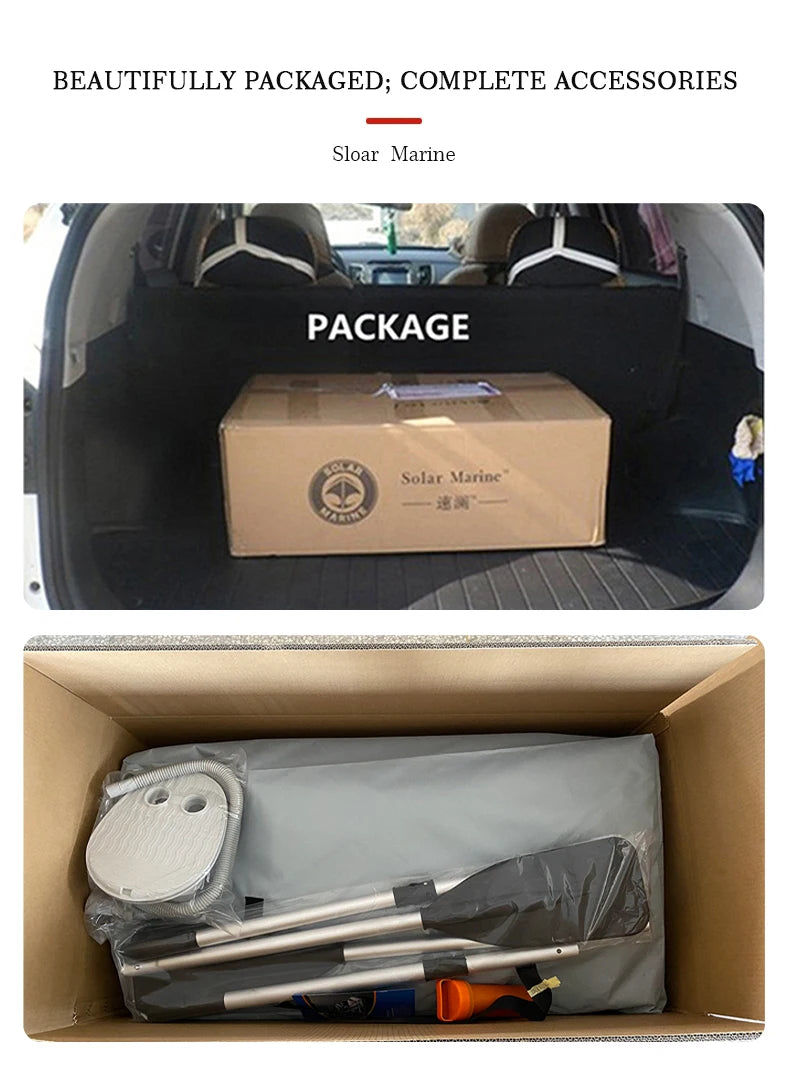 Solar Marine 2 Person PVC Fishing Boat 2M Inflatable Kayak Wear-resistant Canoe Waterplay Craft with Free Accessories