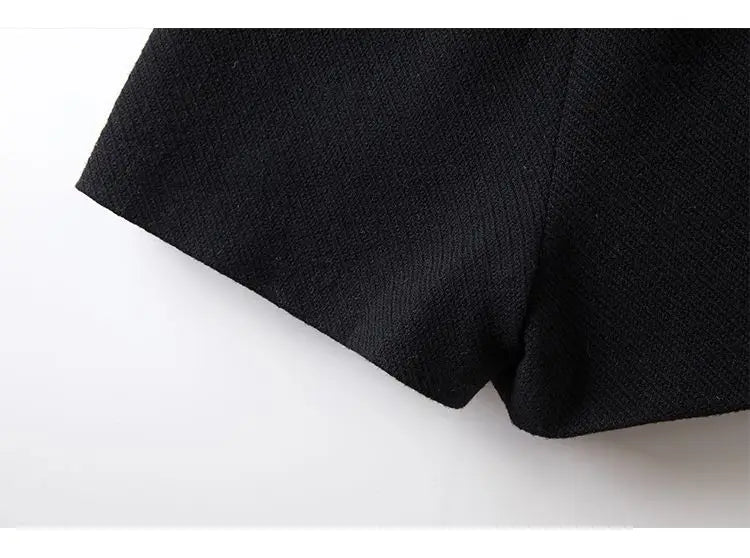 Tweed Wide Leg Shorts Skirts Women Chic Empire All-match Button Minority Elegant A-line Autumn Winter Thick Popular Daily Female