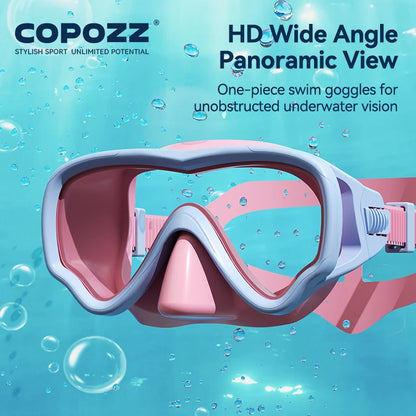 COPOZZ Underwater Scuba Diving Mask and Snorkel Anti-Fog Goggles Glasses Diving Swimming Easy Breath Tube Set for Kids Children