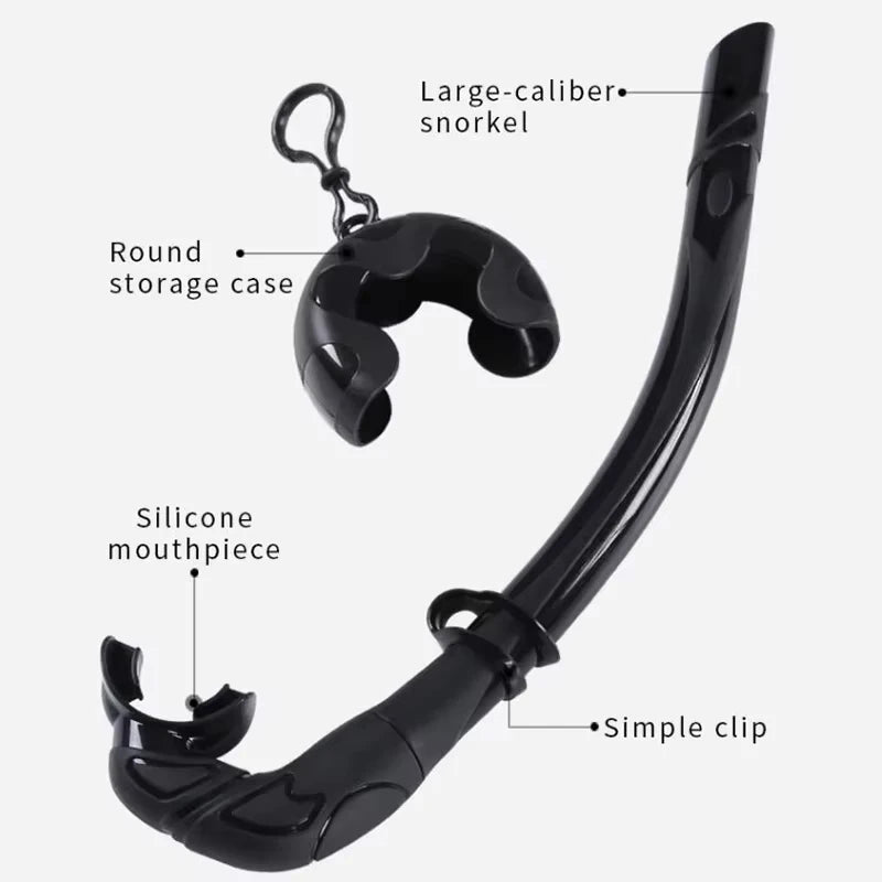 Professional Wet Low Volume Freediving Mask, Tempered Glass dive Mask, J-Type Diving Mask, Snorkel Set, With Go-Pro Camera Mount