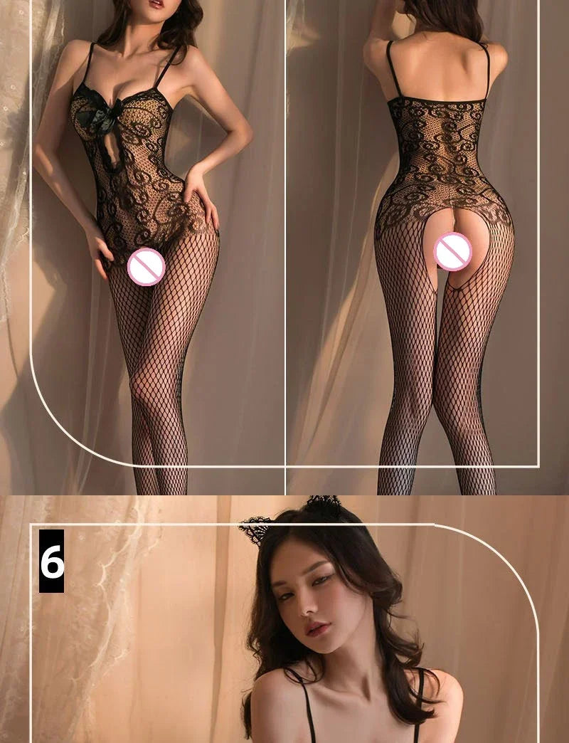 18 Style Sexy Bodystockings Bodysuit Sexy Women Erotic Babydoll Mesh Fishnet Full Body Stocking Stretch Open Crotch Tights