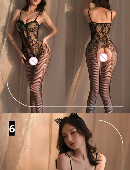 18 Style Sexy Bodystockings Bodysuit Sexy Women Erotic Babydoll Mesh Fishnet Full Body Stocking Stretch Open Crotch Tights