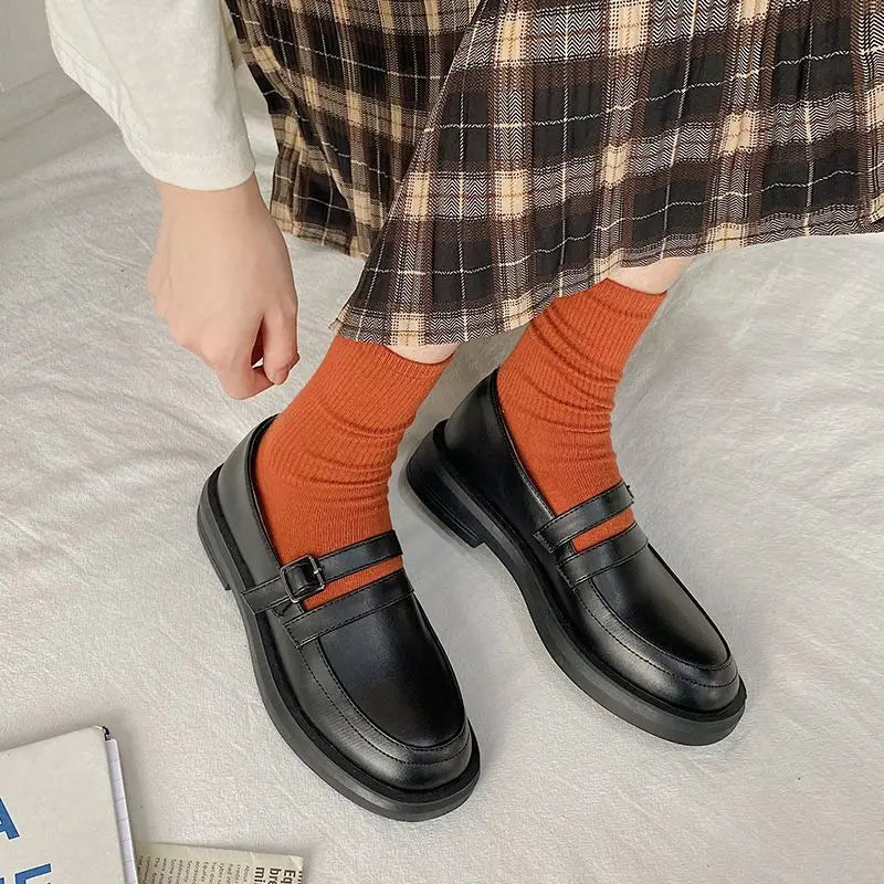 Shoes For Women Black Woman Pumps Low Heel Elegant Loafers Luxury Leather Casual Round Toe Stylish L Vacation Popular 39 On Sale