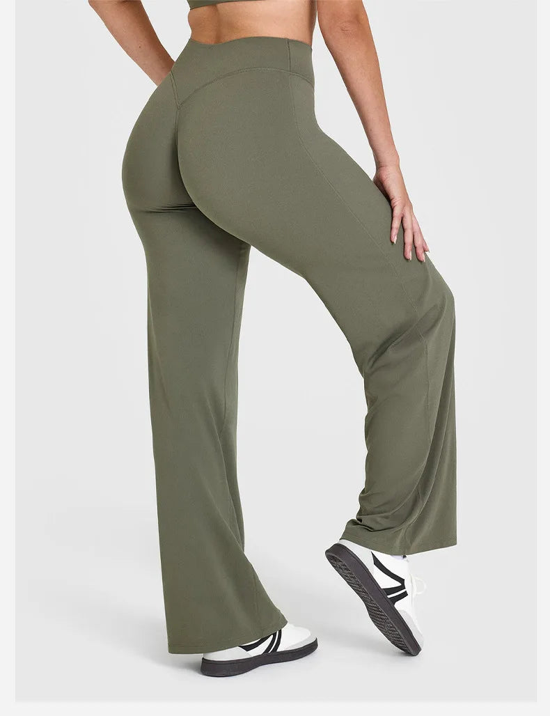 Straight Sports Leggings For Women's Fitness Sportswear Hips Without Embarrassment Yoga Pants Breathable Wide-leg Pants