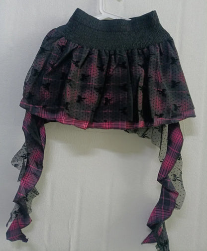 Y2K Skirts for Women Japanese Sweet Harajuku Mujer Faldas Punk Irregular Aesthetic Skirt Gauze Patch Plaid Vintage Faldas